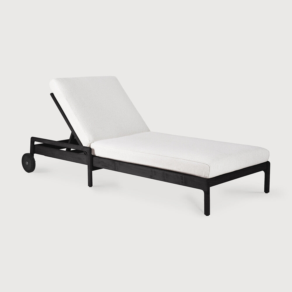 Off White Teak Black Jack Outdoor Adjustable Lounger