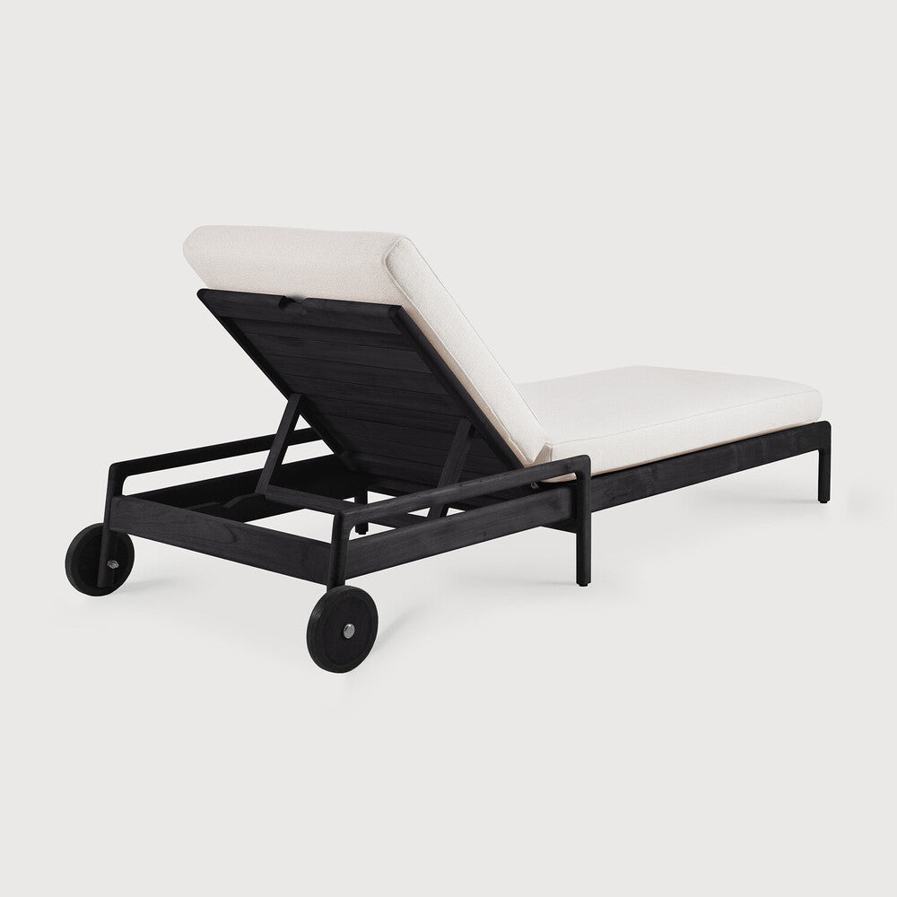 Off White Teak Black Jack Outdoor Adjustable Lounger