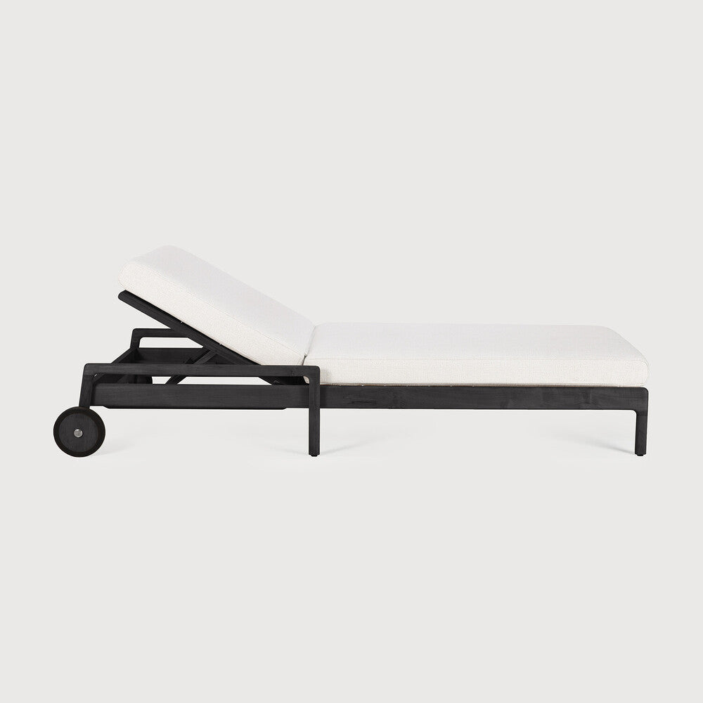 Off White Teak Black Jack Outdoor Adjustable Lounger