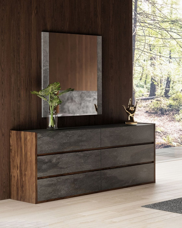 Rado Modern Walnut & Stucco Dresser