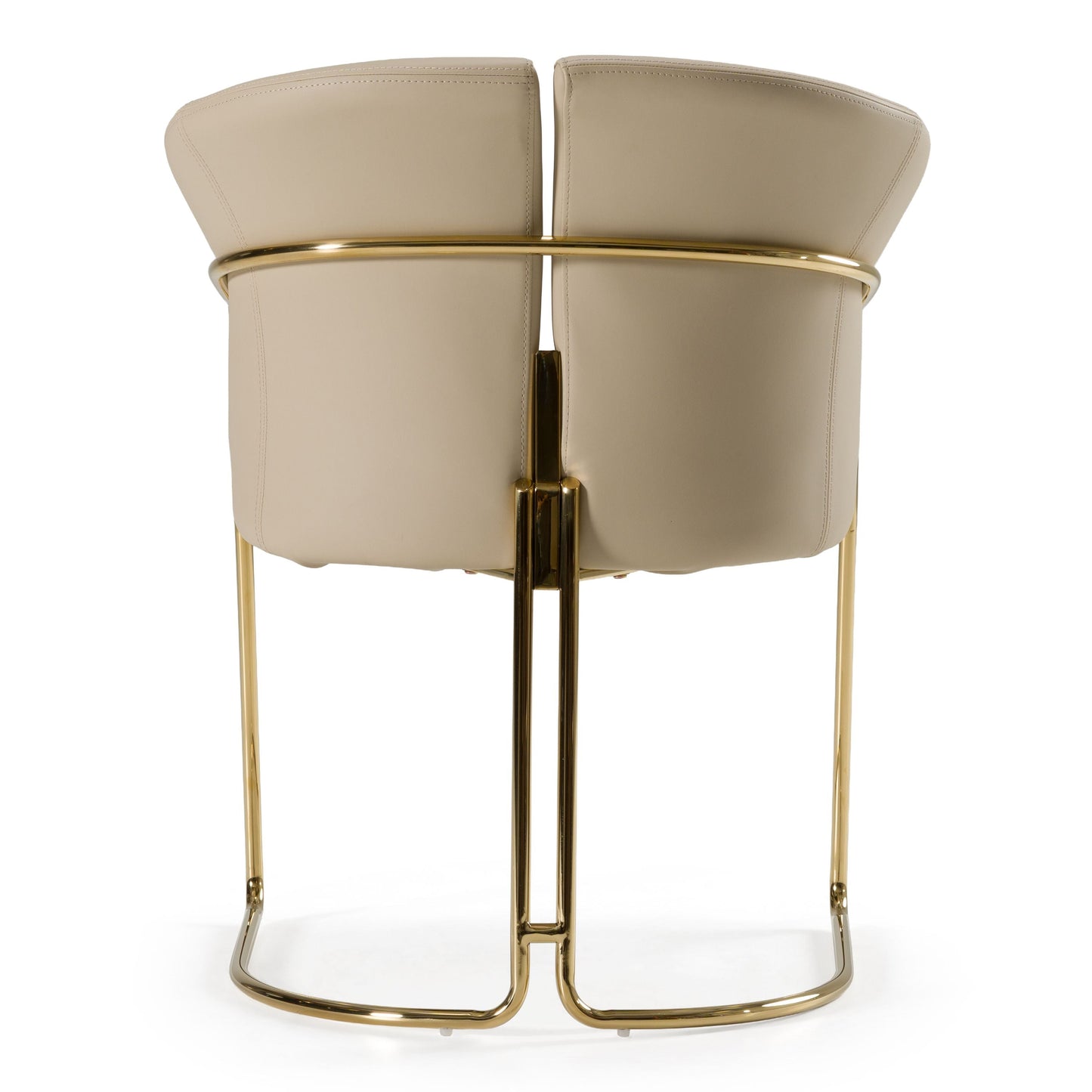 Renfew - Modern Beige Vegan Leather + Champagne Gold Dining Chair