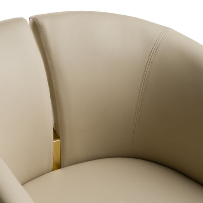 Renfew - Modern Beige Vegan Leather + Champagne Gold Dining Chair