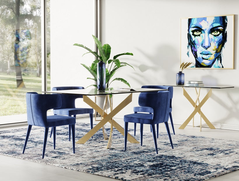 Pyrite Modern Glass and Gold Console Table