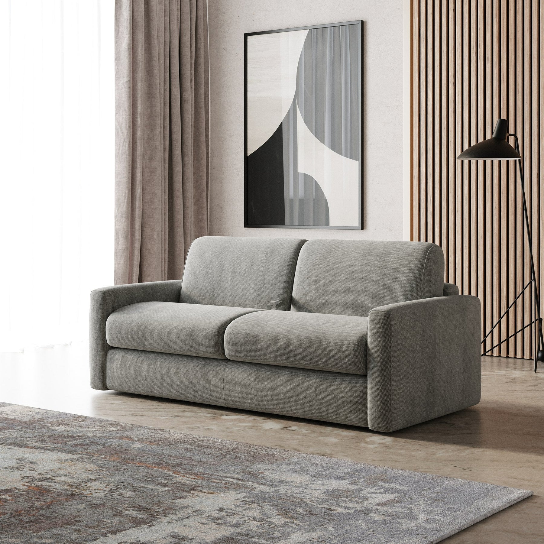 Revers - Italian Modern Grey Fabric 63" Sofa Bed