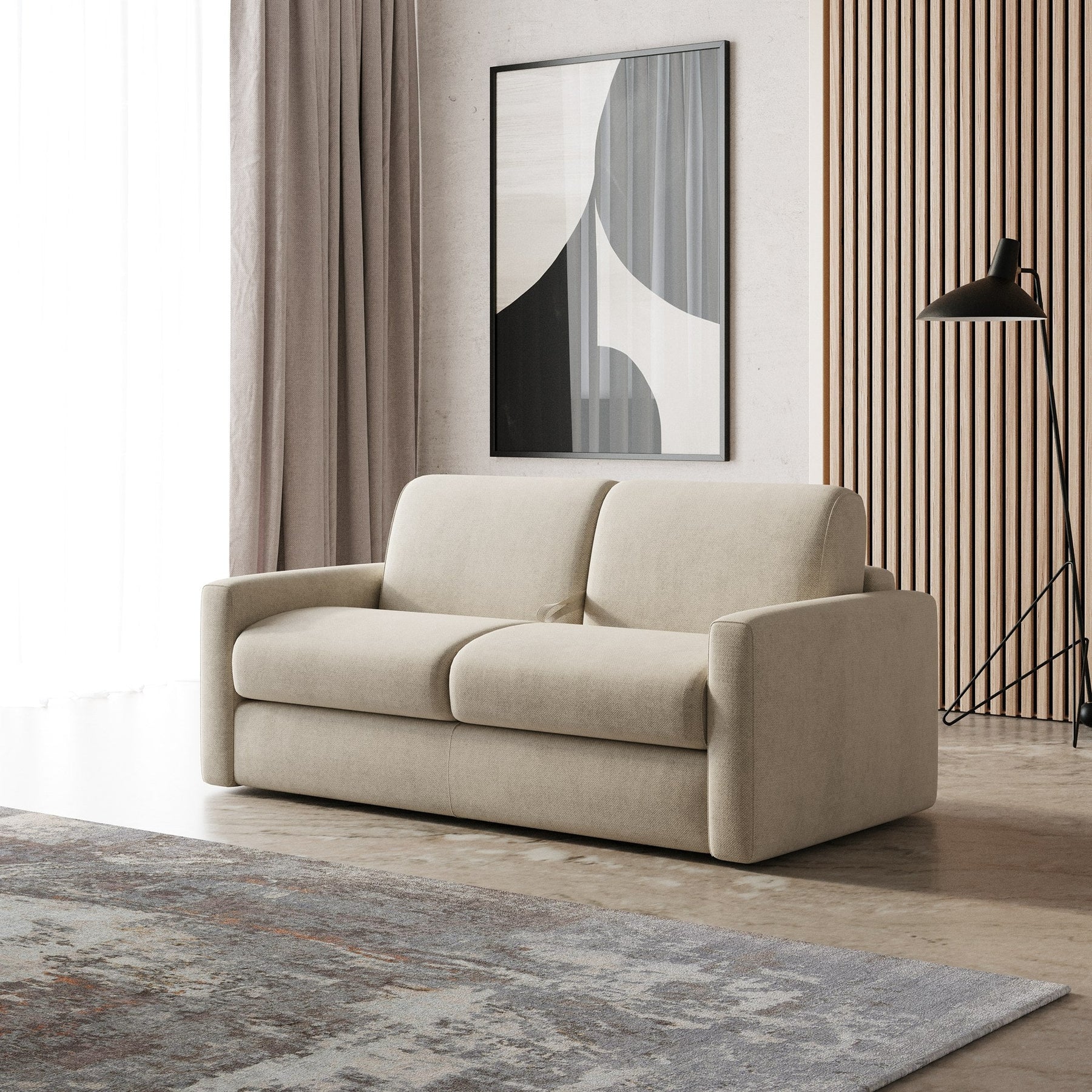 Revers - Italian Modern Sand Fabric 55" Sofa bed