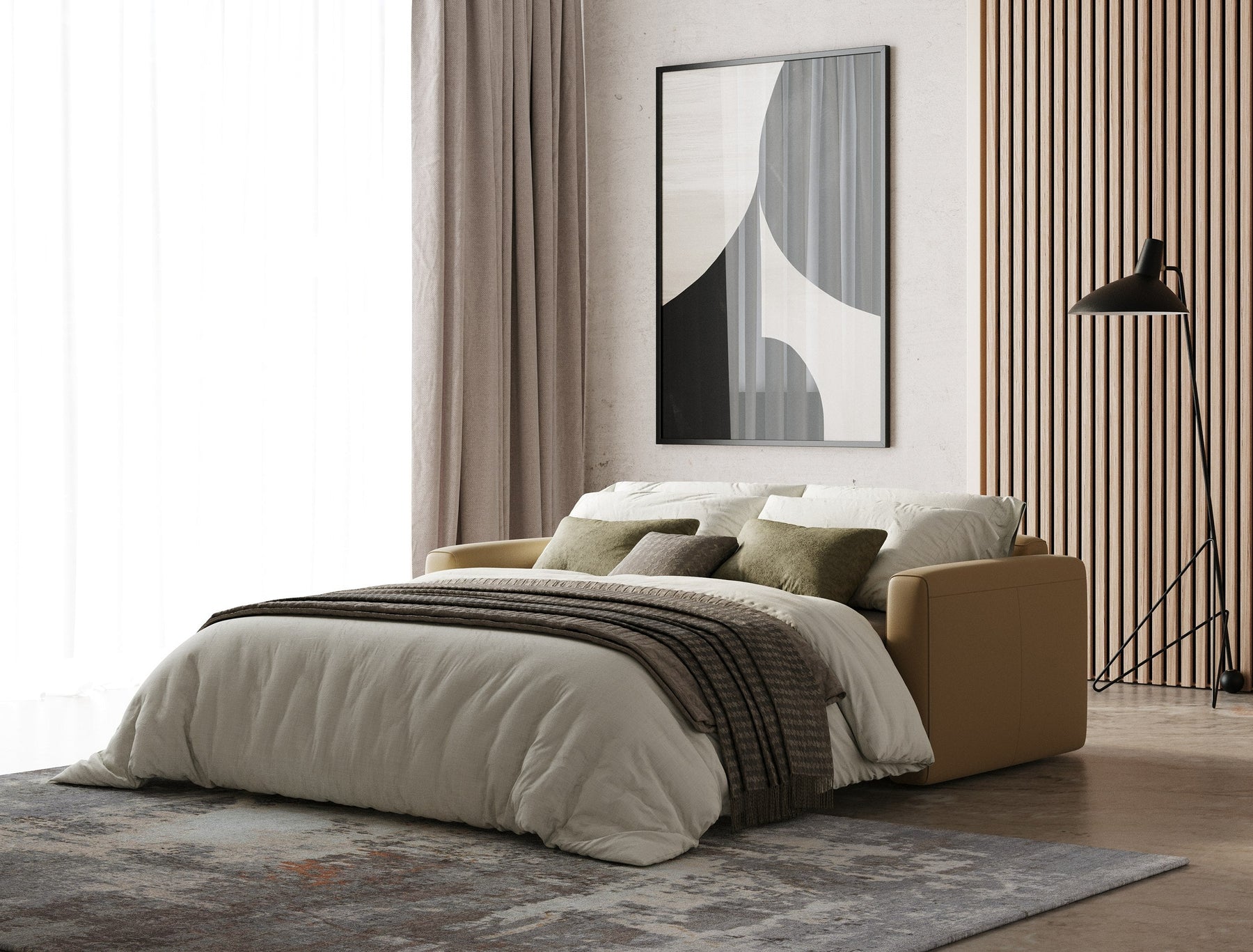 Revers - Italian Modern Desert Leather 55" Sofa bed