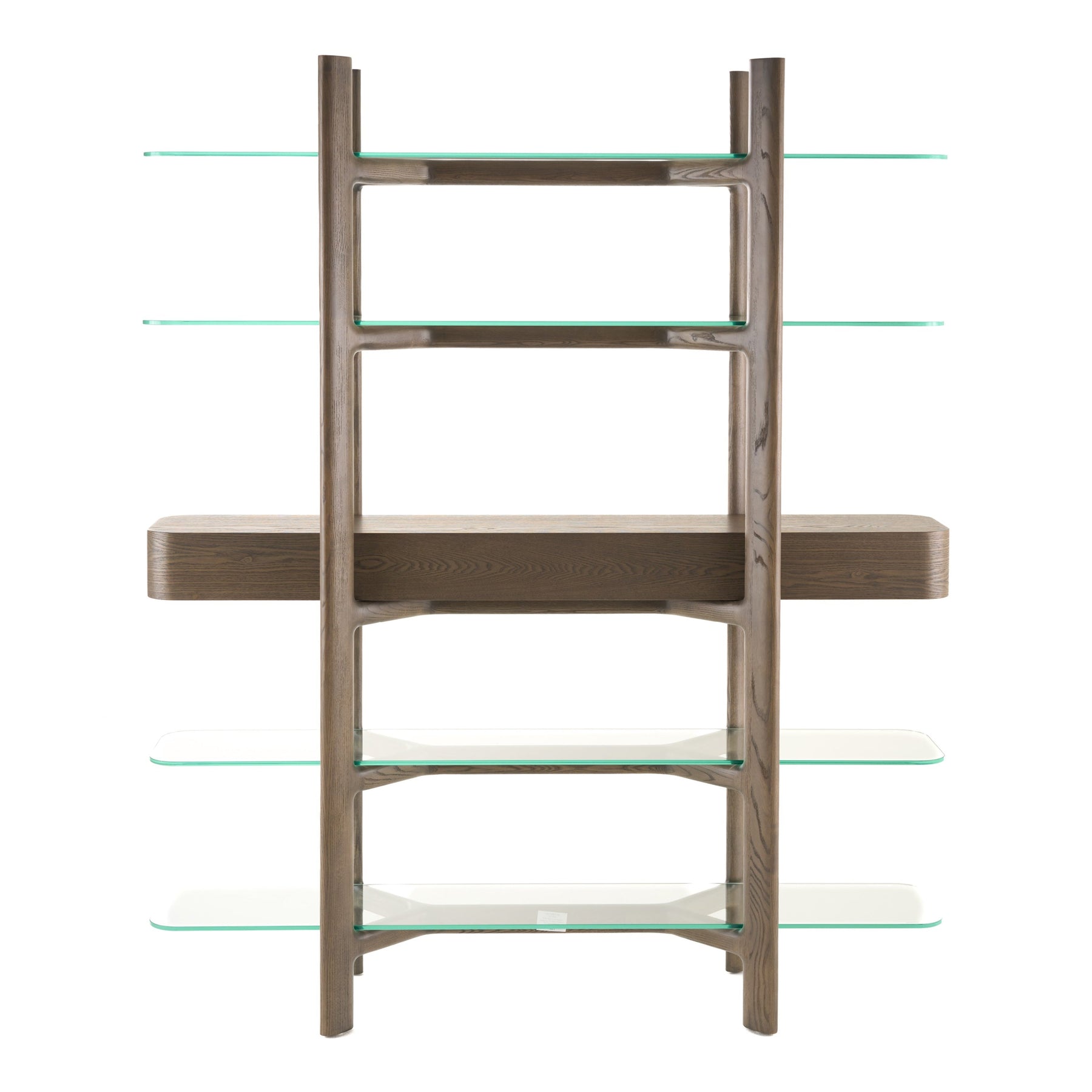 Rinaldi - Mid-Century Modern Grey Ash + Glass Bookshelf
