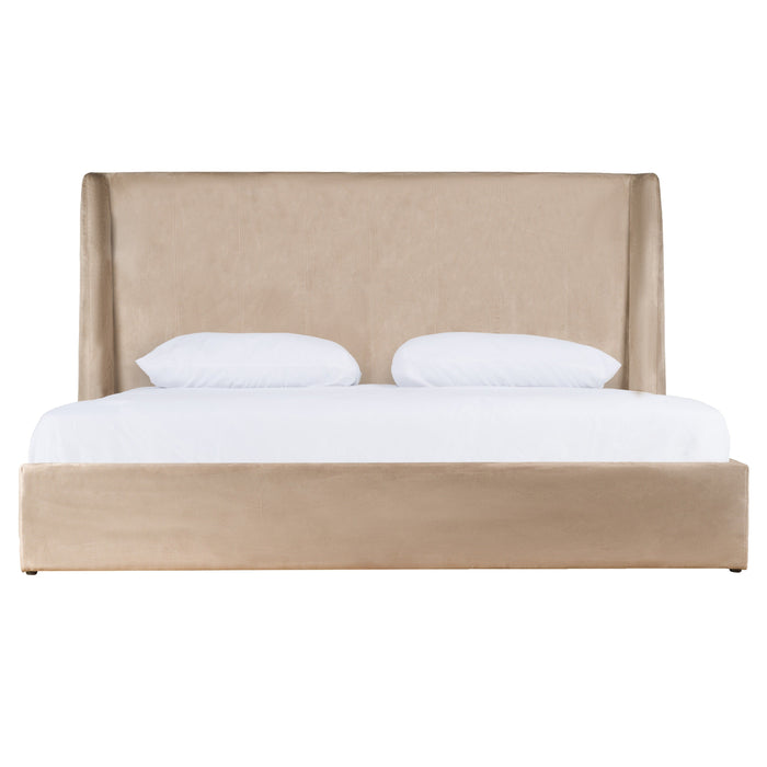 Roma - Modern Taupe Microfiber Upholstered Bed