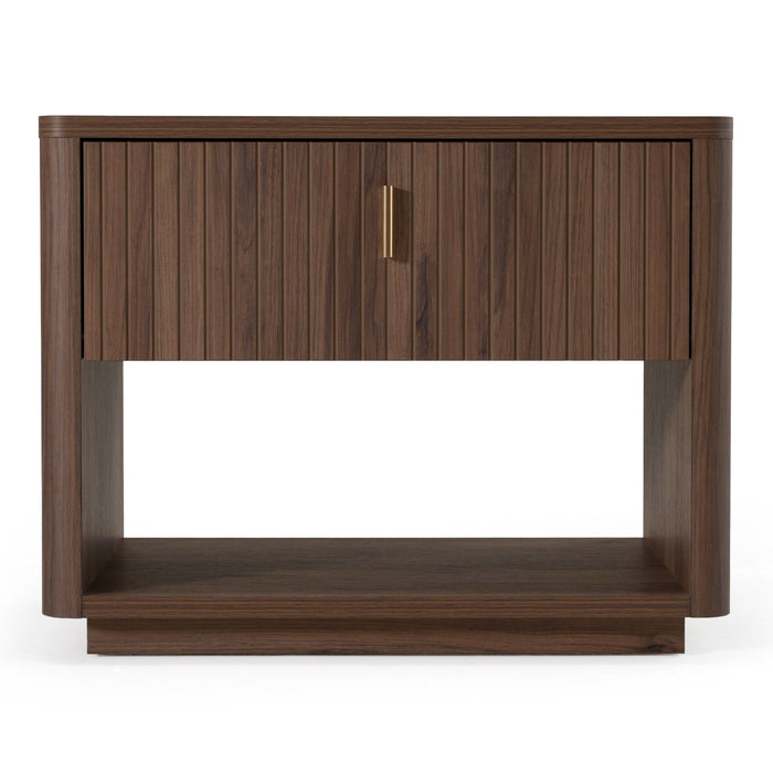 Roma - Modern Walnut + Gold Nightstand
