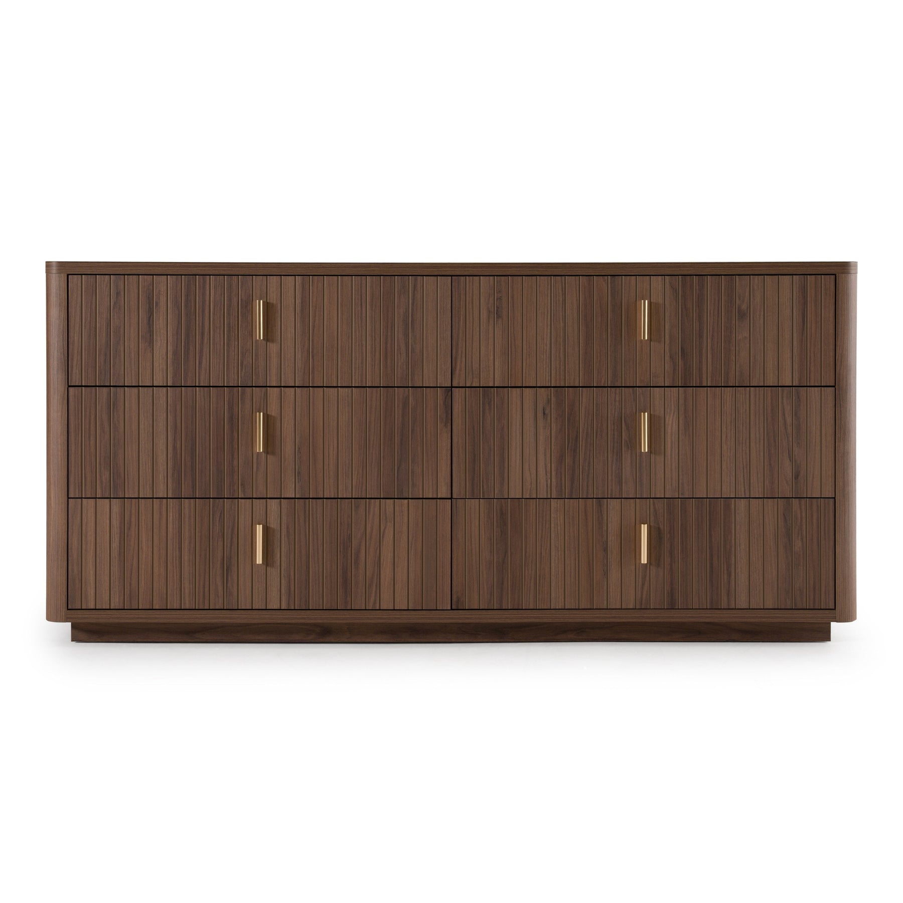 Roma - Modern Walnut + Gold Dresser