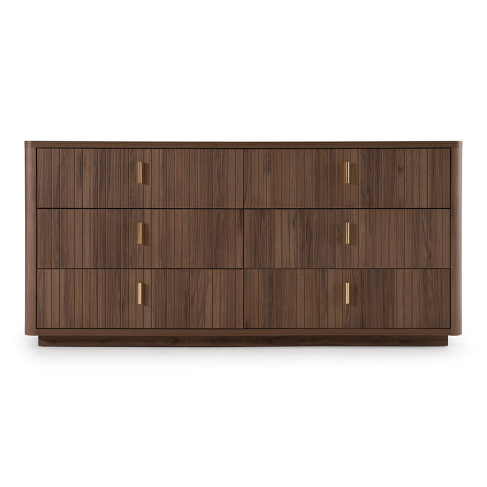 Roma - Modern Walnut + Gold Dresser
