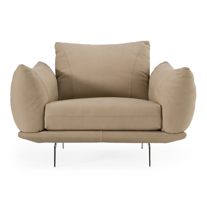Saint Tropez - Modern Italian Beige Leather Accent Chair
