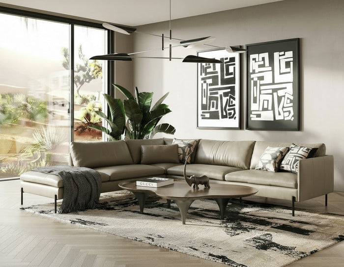 Sherry - Modern Grey Leather Left Facing Sectional Sofa