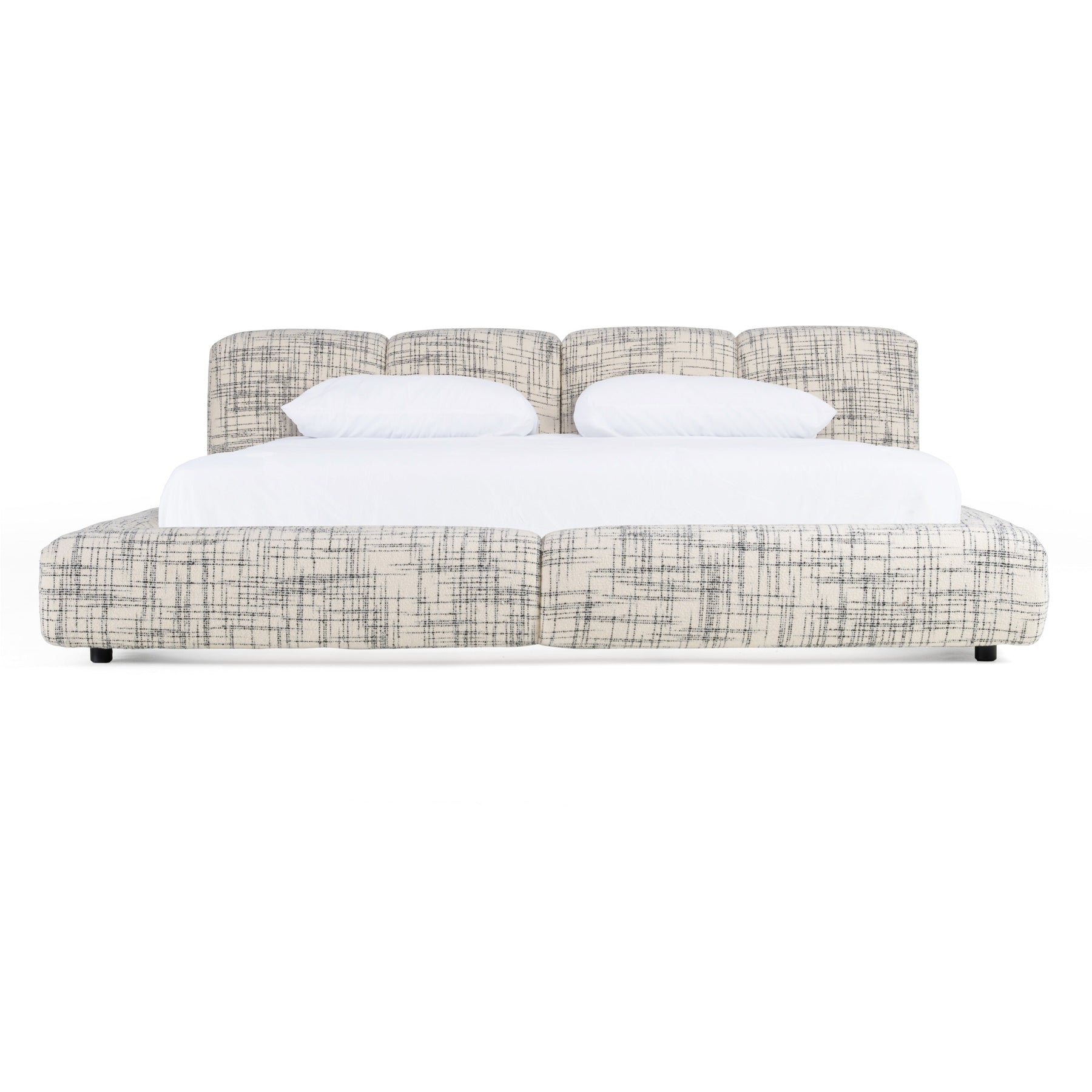 Shiloh - Modern Off-White + Black Fabric Bed