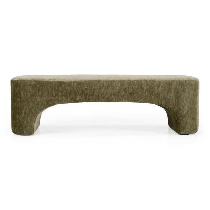 Siegal - Modern Olive Green Fabric Bench