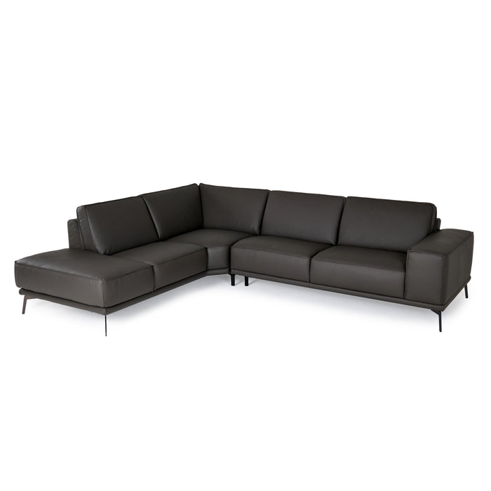 Soho - Italian Left Facing Grey Nirvana Fume Leather Sectional Sofa