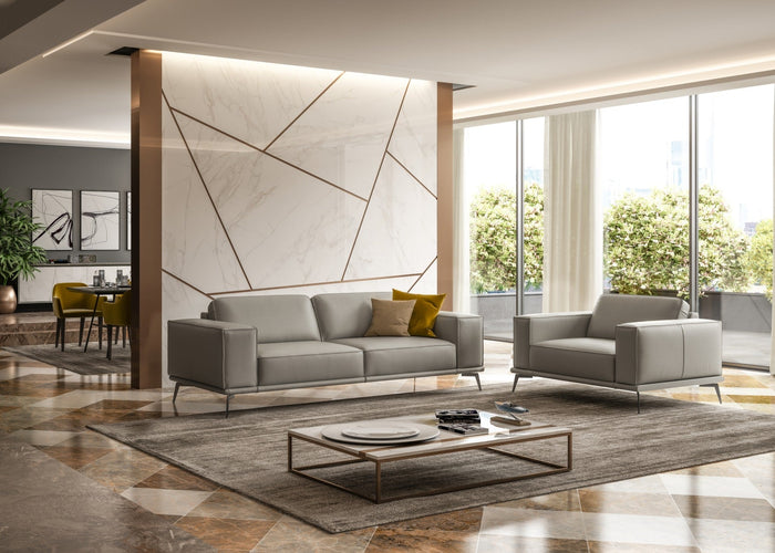 Soho - Contemporary Italian Light Grey Leather Sofa