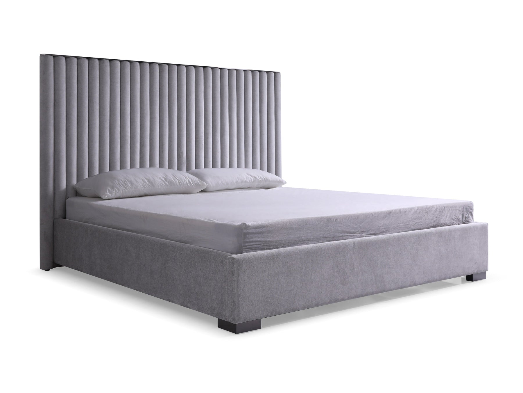 Splendor - Silver & Grey Velvet Upholstered Platform Bed Set