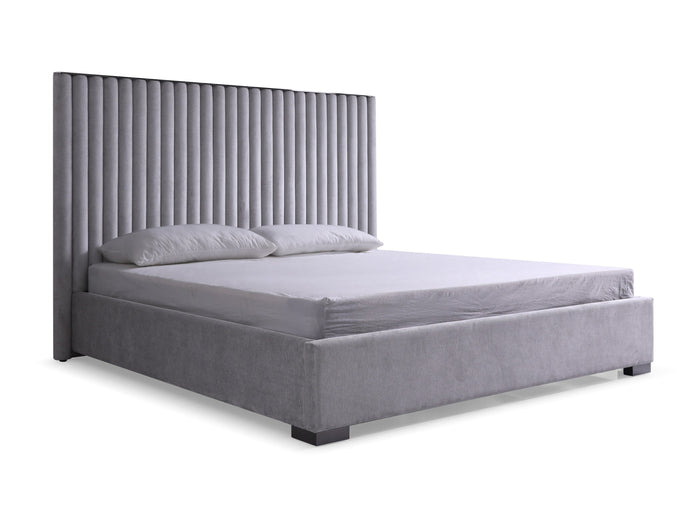 Splendor - Silver & Grey Velvet Upholstered Platform Bed Set