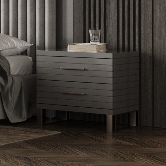 Splendor - Grey High Gloss Slatted Nightstand