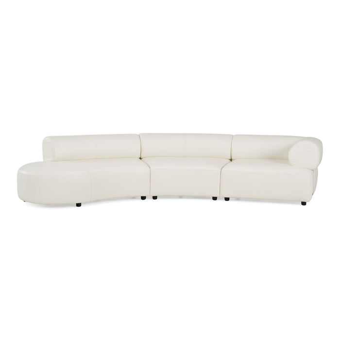 Stuart - Contemporary White Leather Left Facing Chaise Sectional Sofa
