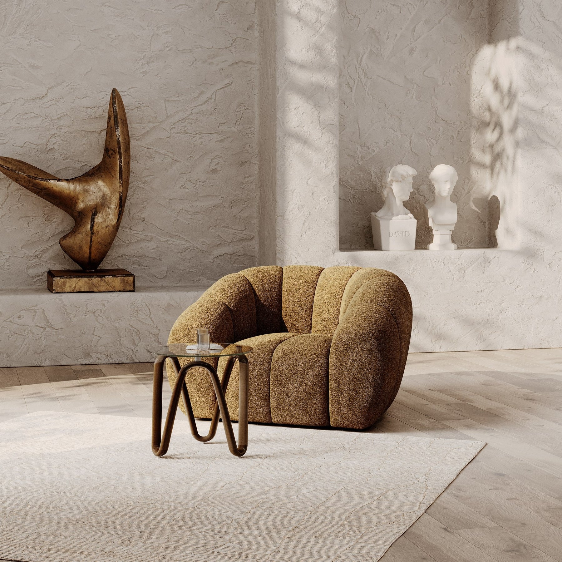 Suki - Modern Camel Fabric Lounge Chair