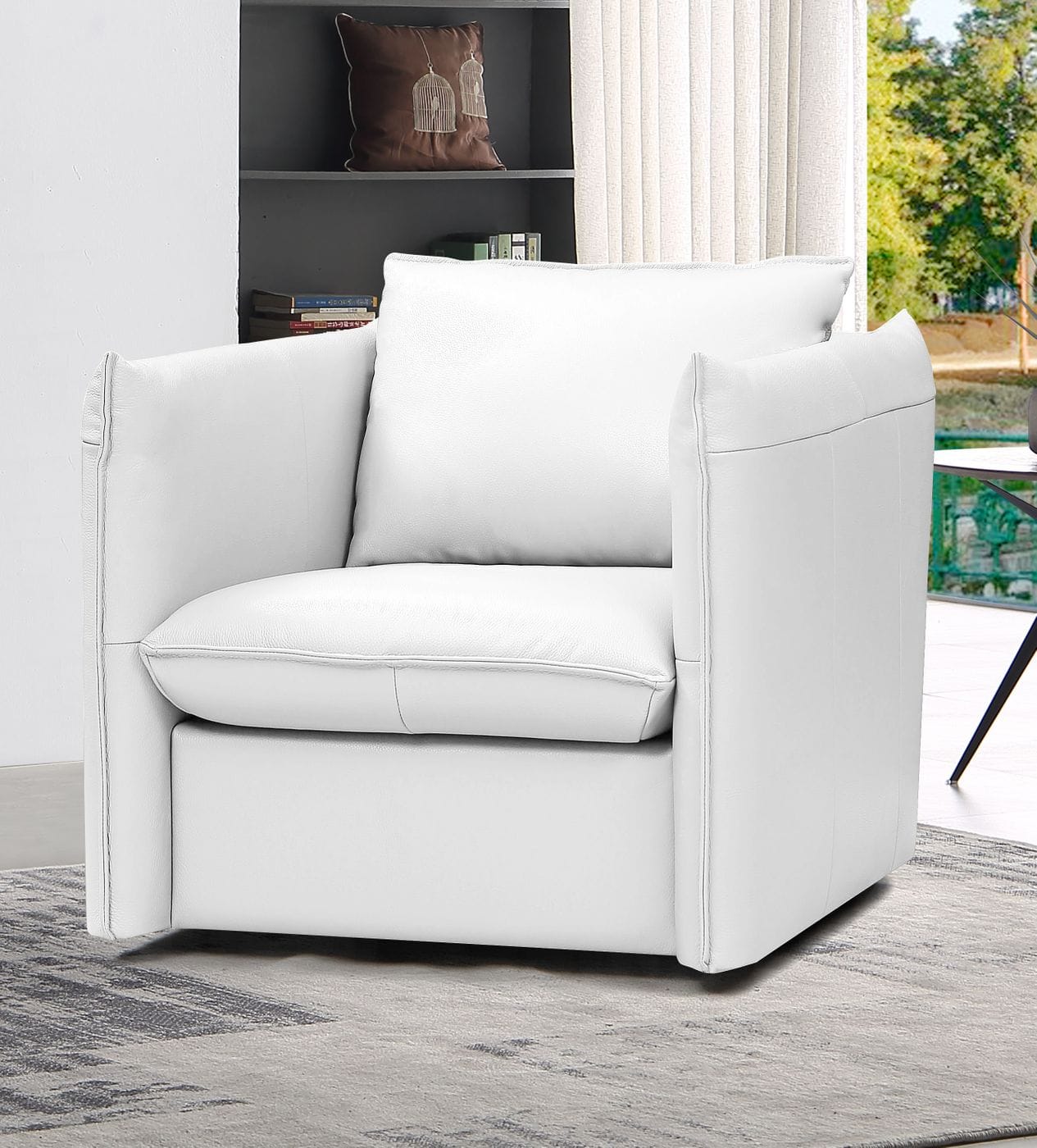 Tamworth - Modern White Leather Swivel Lounge Chair