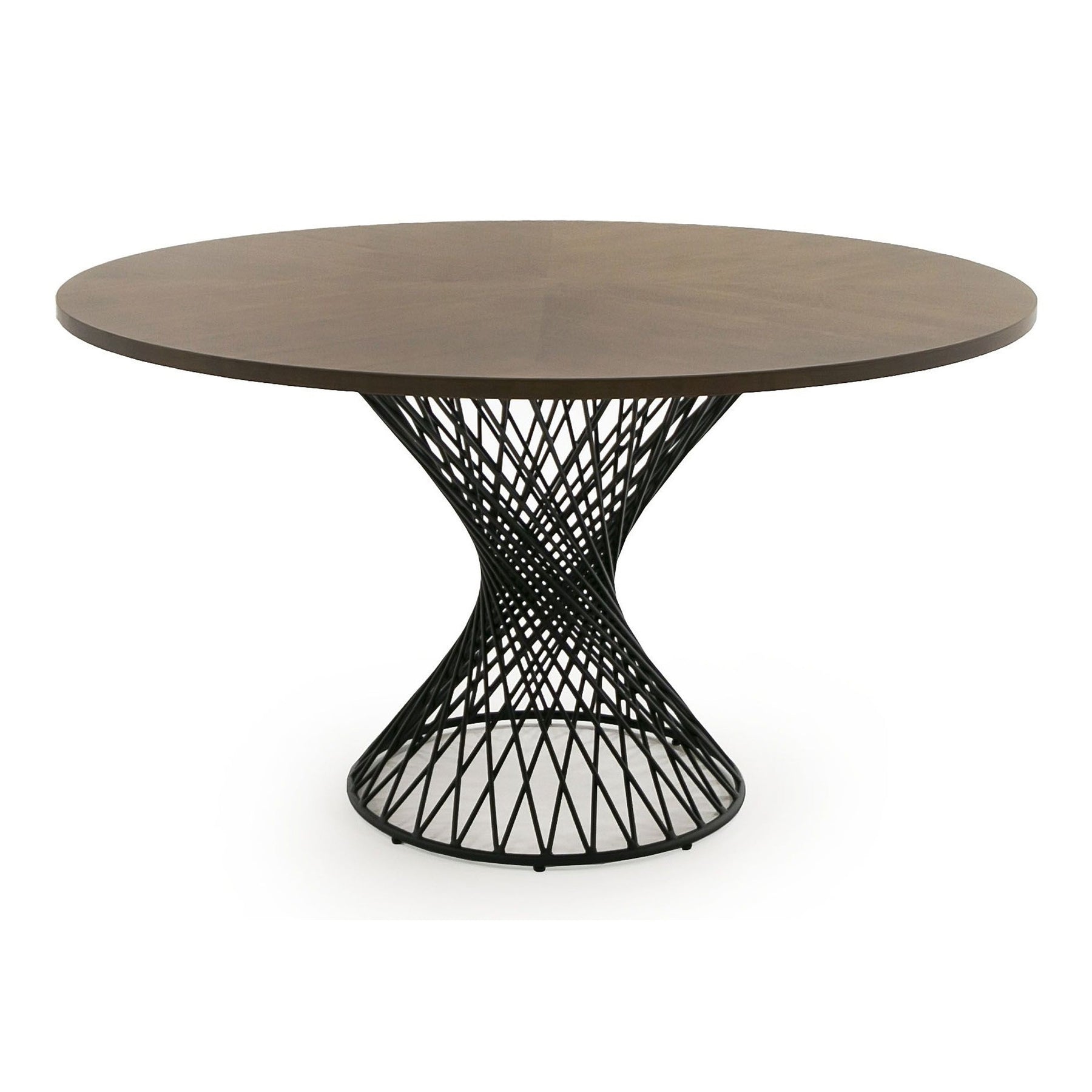 Theresa Modern Round Walnut & Black Table
