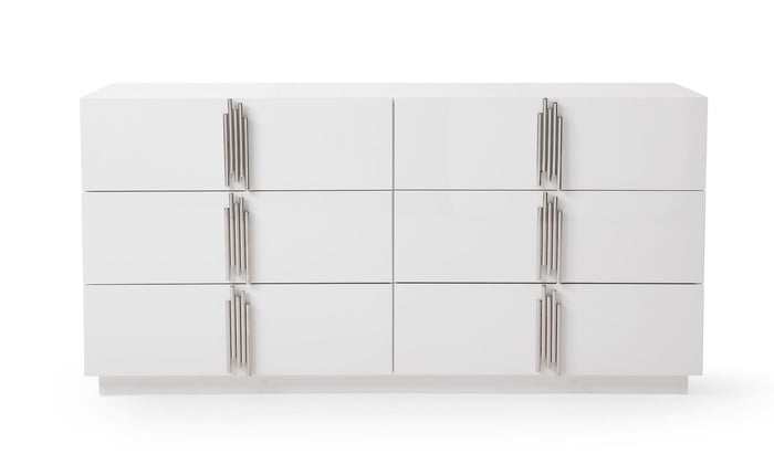 Token - Modern White & Stainless Steel Dresser