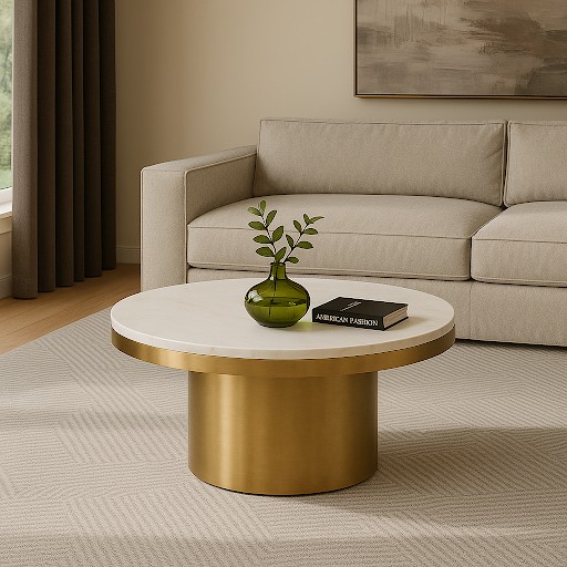 Rocky - Glam White & Gold Coffee Table