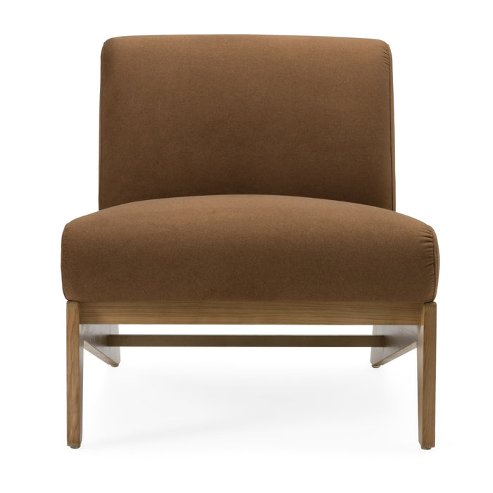 Vance - Modern Brown Fabric + Wood Accent Chair