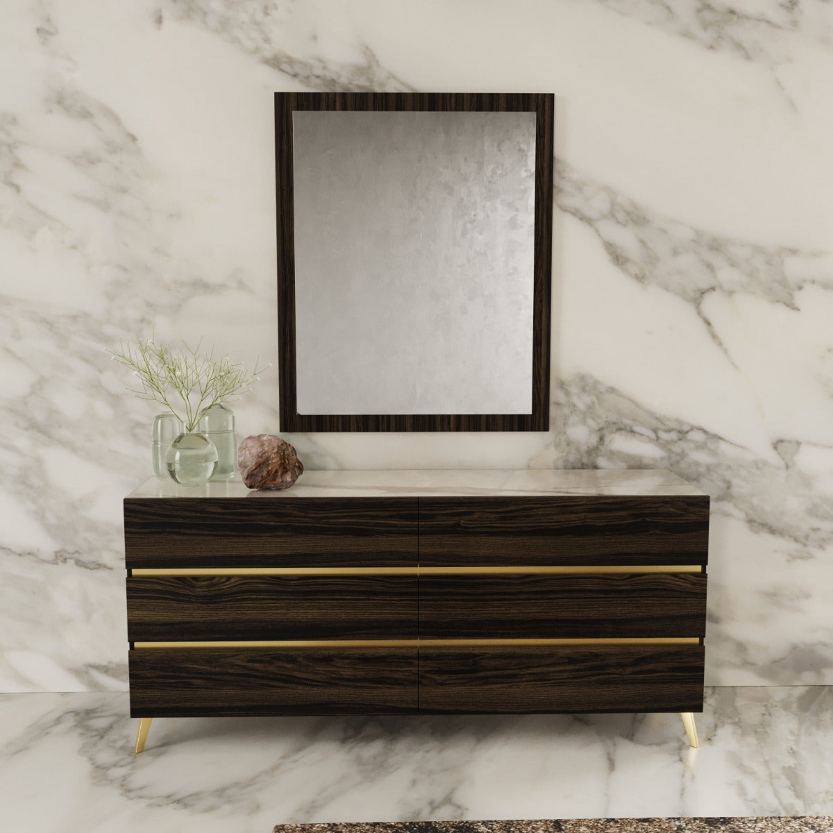 Velondra - Modern Eucalypto + Marble Dresser