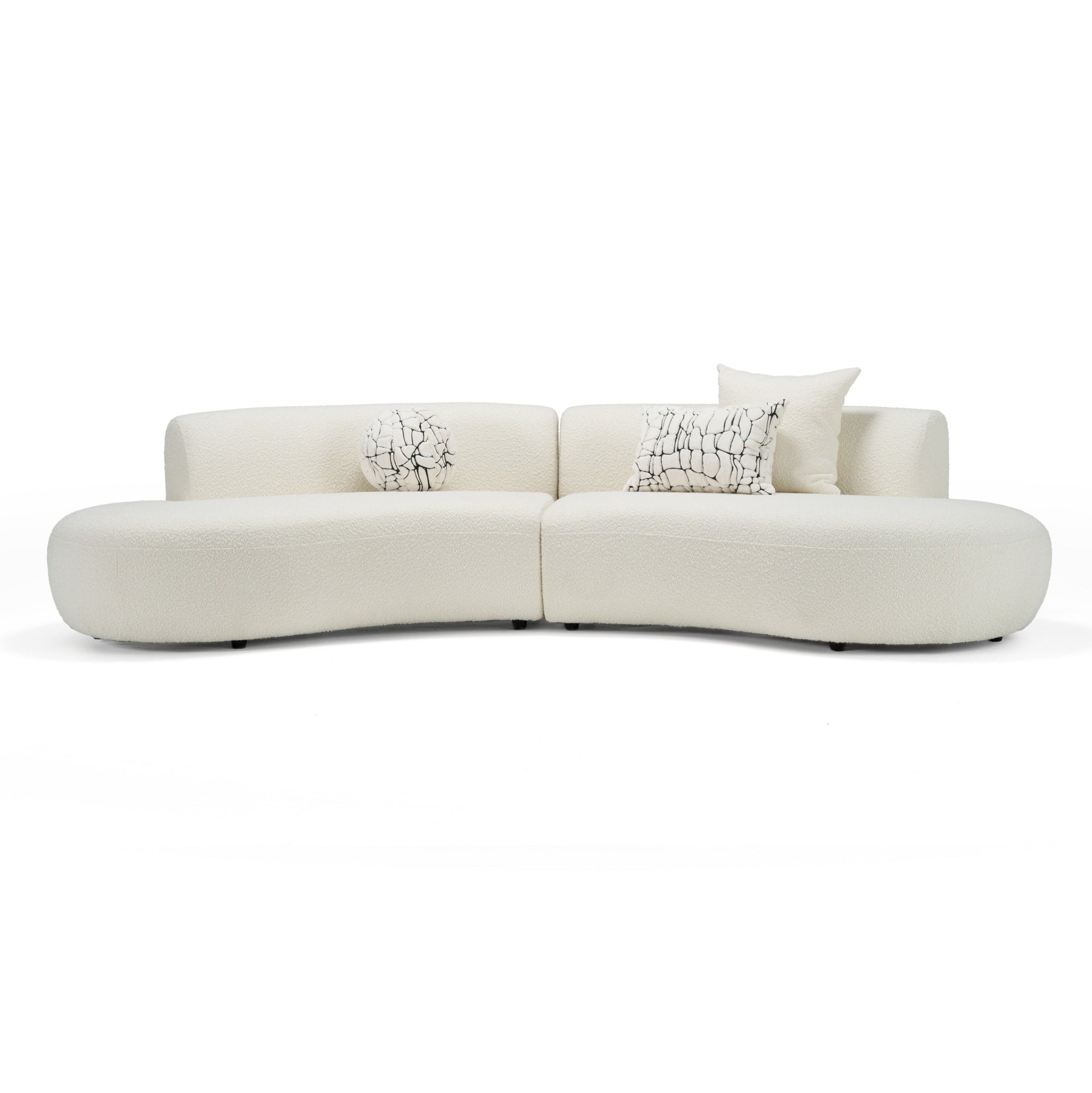 Weldon - Modern Cream Fabric Curved Sectional Sofa