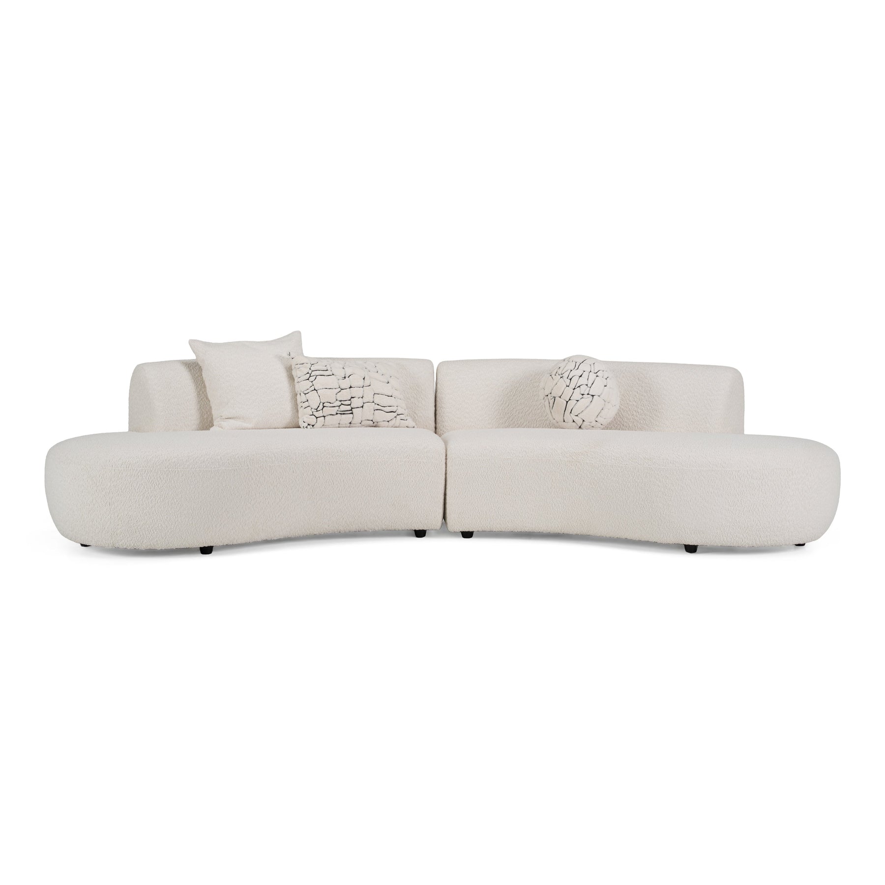 Weldon - Modern Off-White Fabric Curved Sectional Sofa