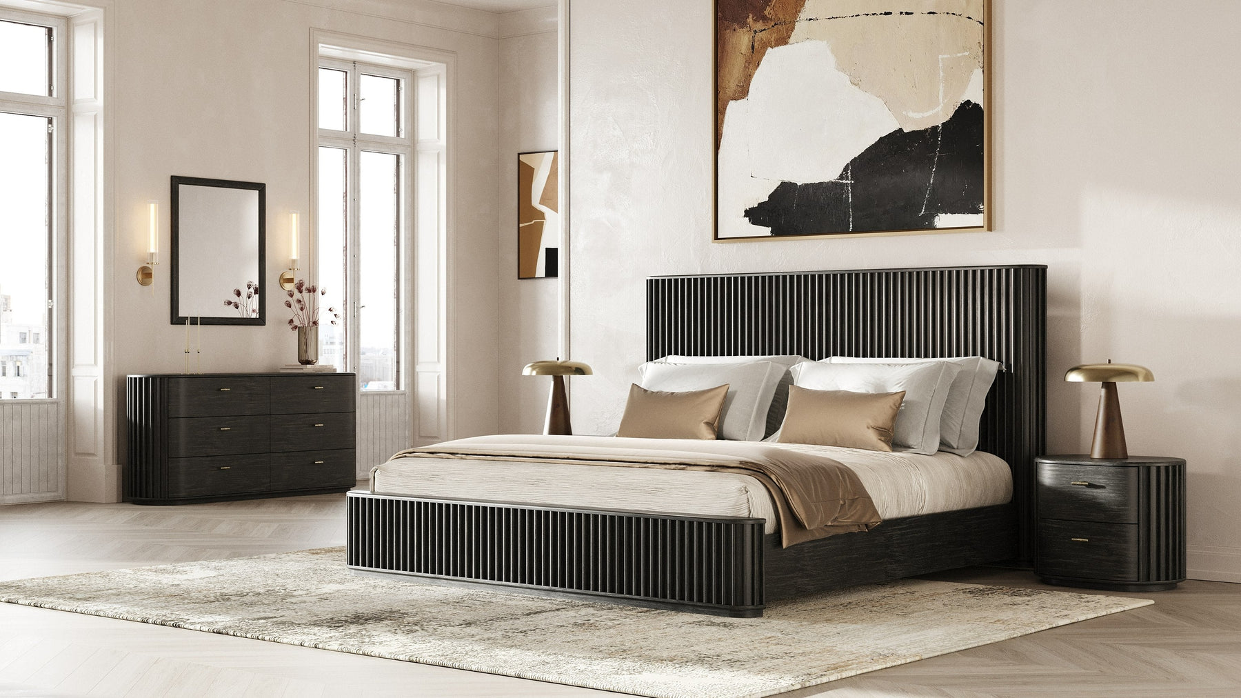 Fields - Modern Black Acacia Bedroom Set