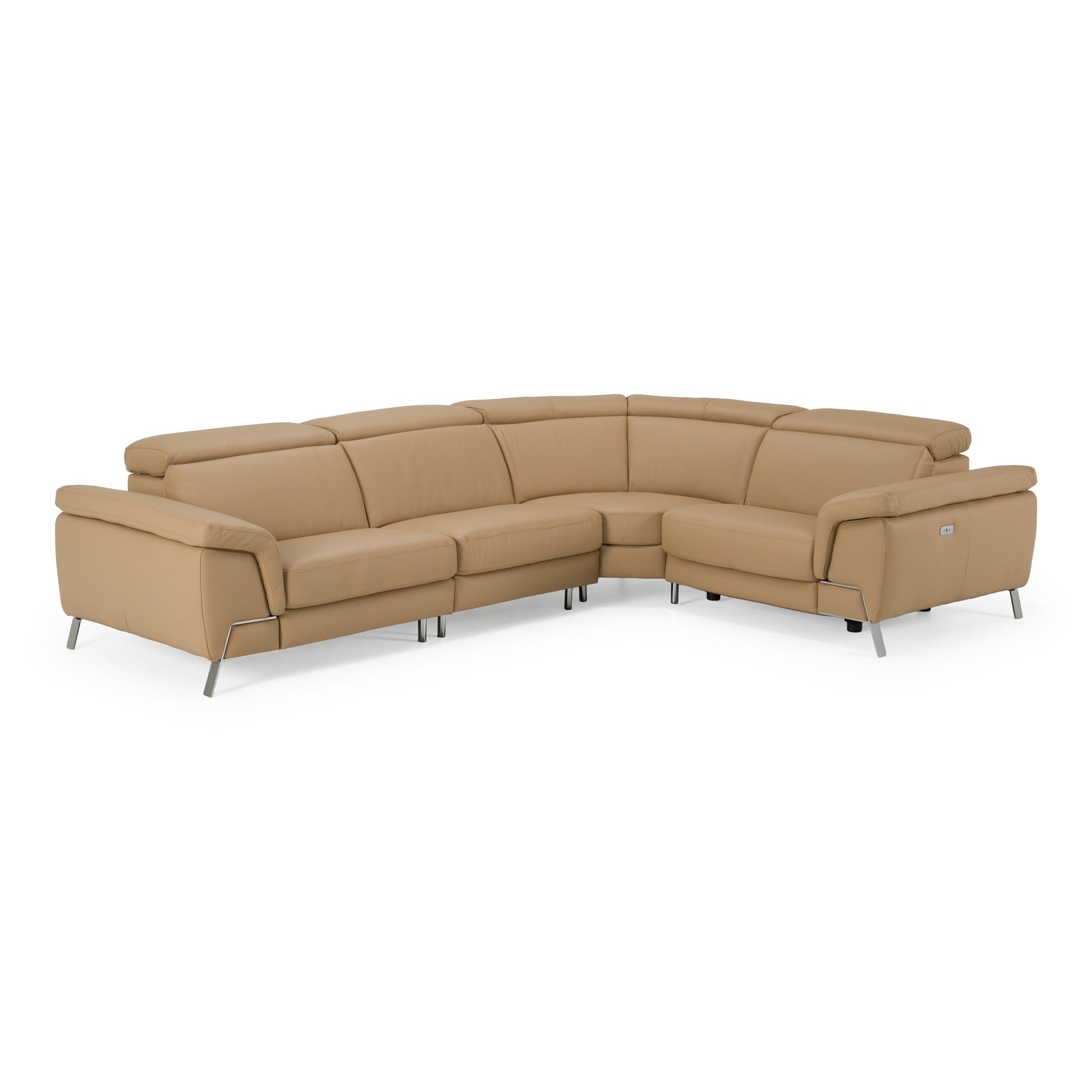 Mini Wonder - Italian Modern Deserto Leather Sectional Sofa with Right Facing Recliner