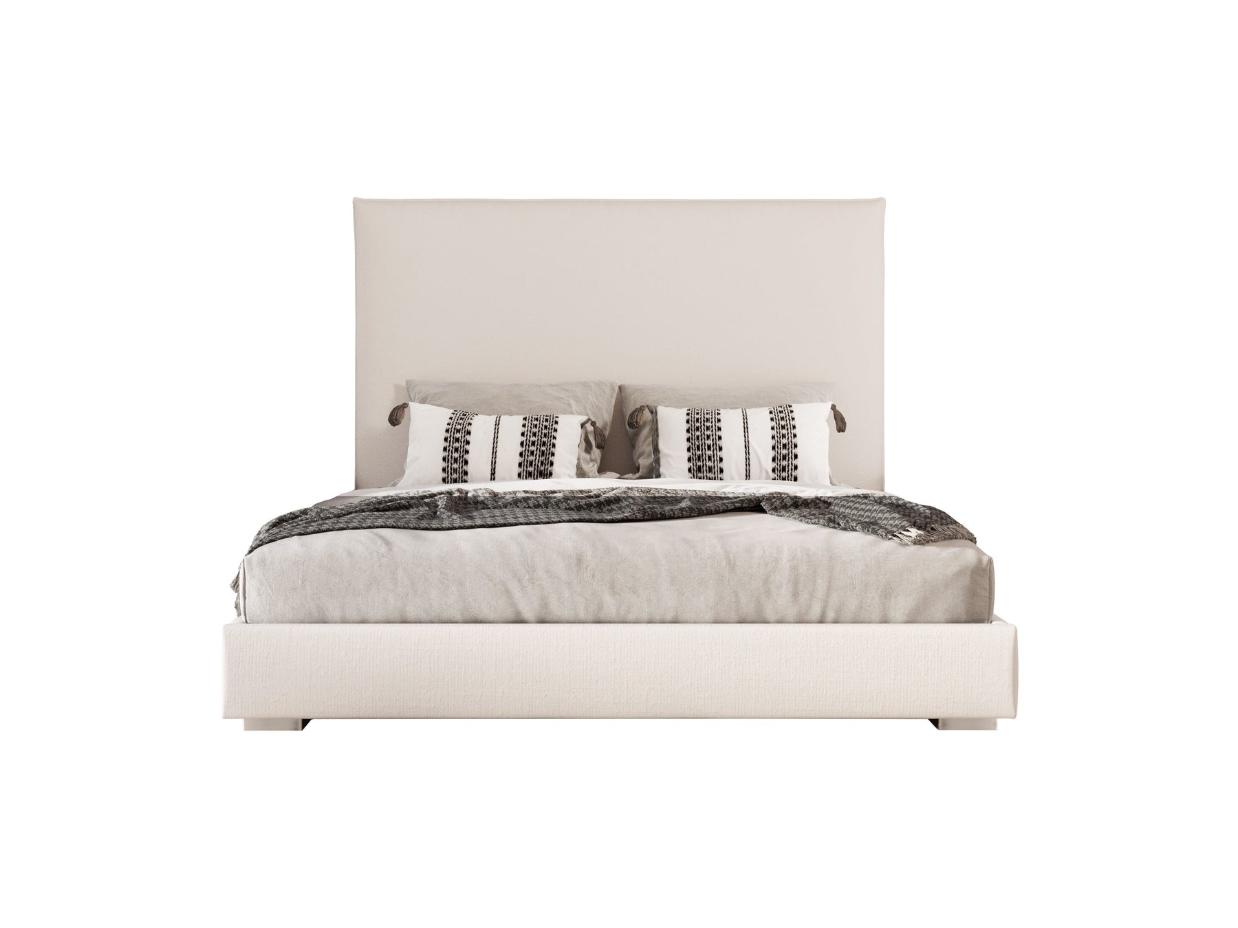 Sogno - Italian Modern Beige Fabric High Headboard Bed