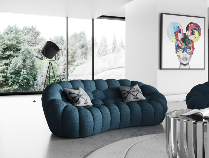 Yolonda - Modern Curved Dark Teal Fabric Loveseat