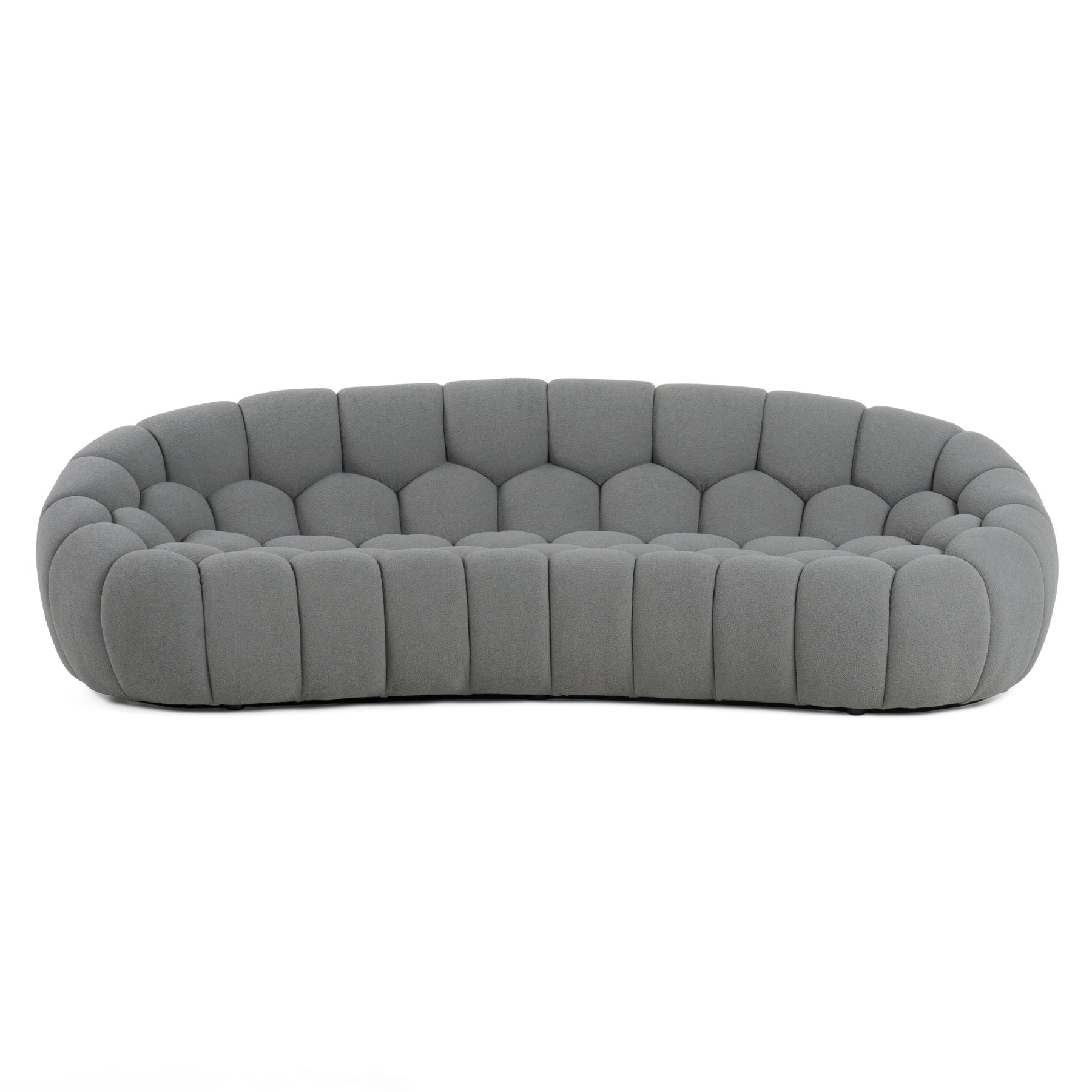 Yolonda - Modern Curved Light Grey Fabric Sofa