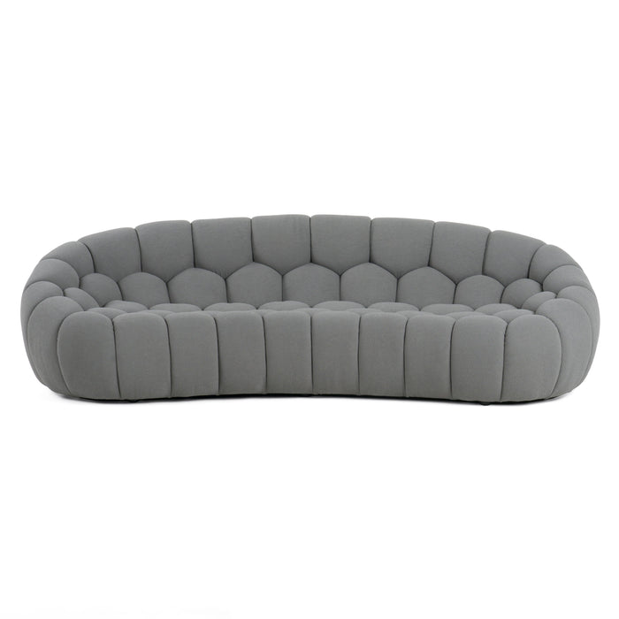 Yolonda - Modern Curved Light Grey Fabric Sofa