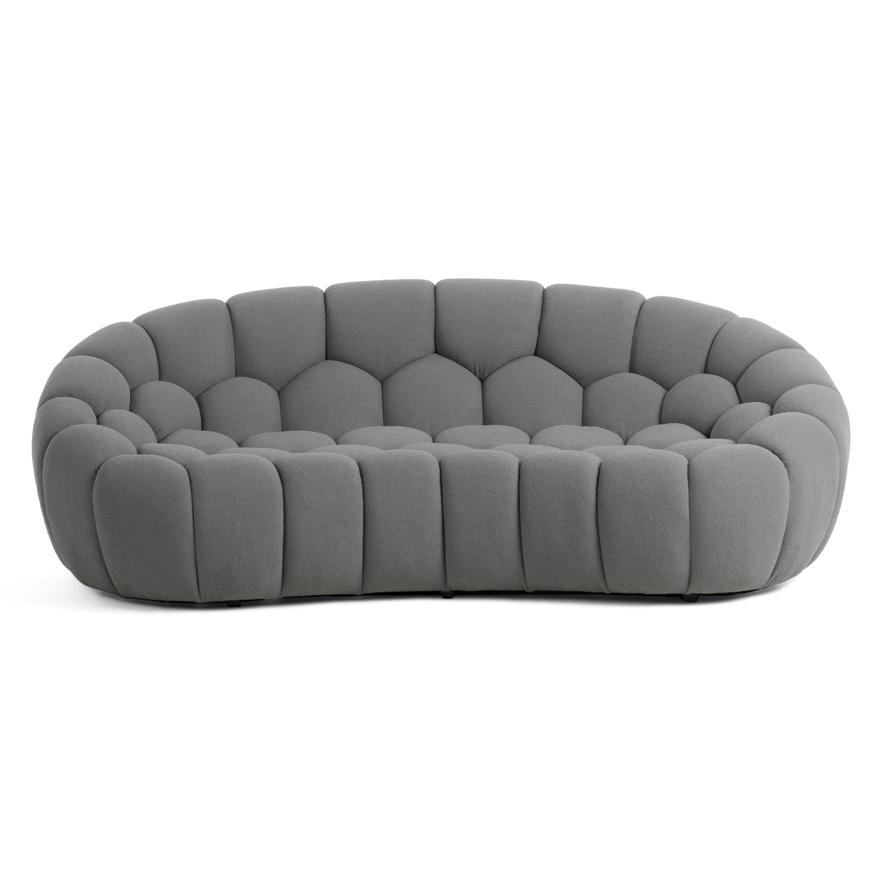 Yolonda - Modern Curved Light Grey Fabric Loveseat