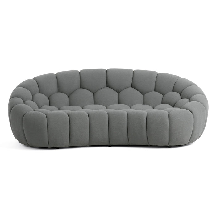 Yolonda - Modern Curved Light Grey Fabric Loveseat