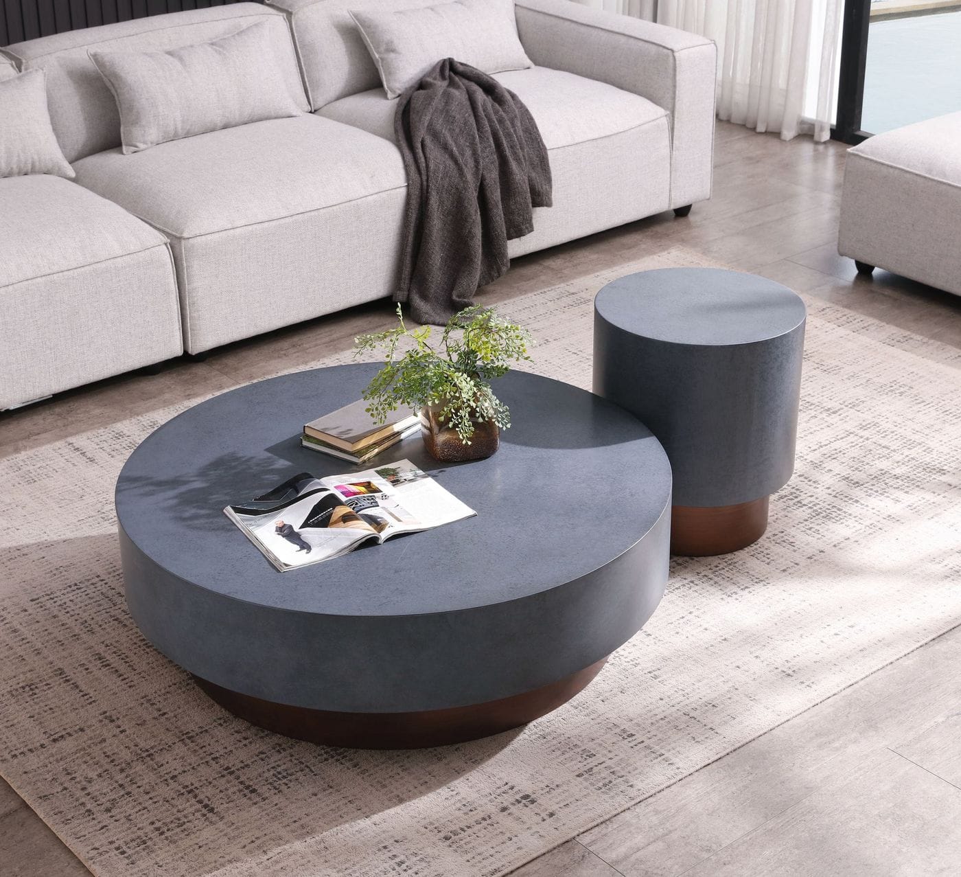 Zachary - Modern Metal & Antique Copper Coffee Table
