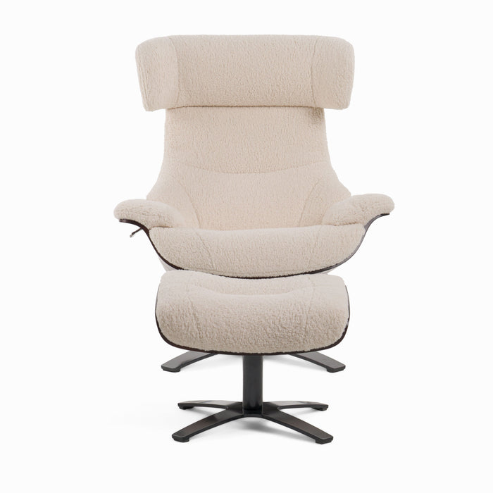 Zahara Modern Beige Lounge Chair & Ottoman